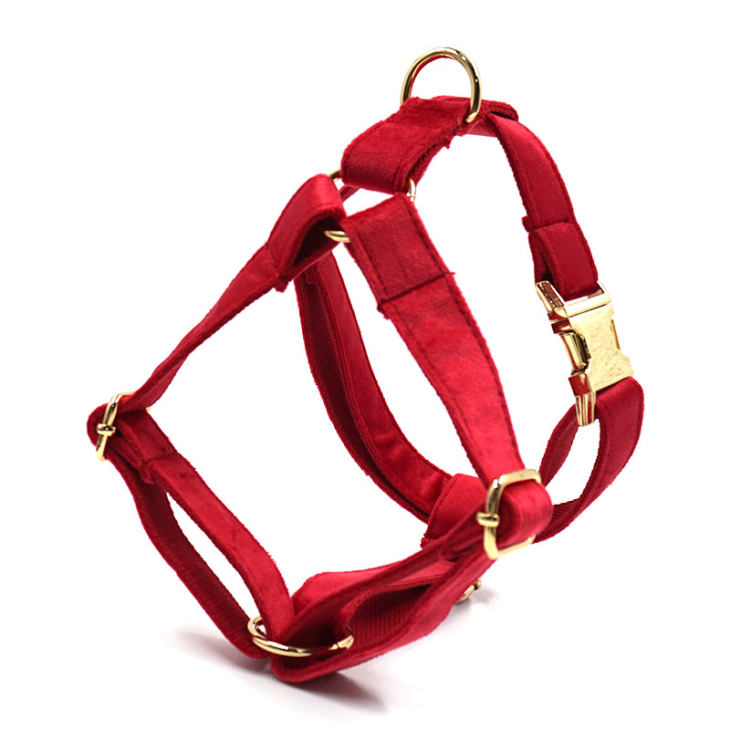 Red Thick Velvet Gold Buckle Pet Collar Leash Bowknot Christmas Pet Supplies